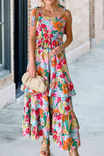 Ruffled Printed Square Neck Cami Dress